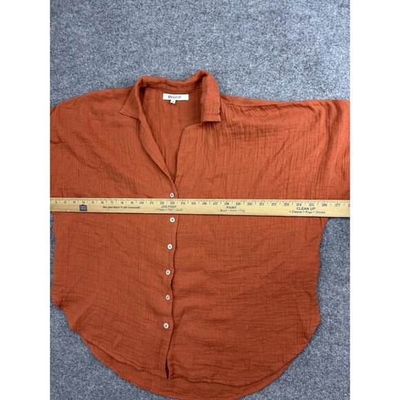 Rip Curl Shirt Womens Medium Rust Orange Gauze Cotton Button Front Dolman Blouse - Picture 3 of 6
